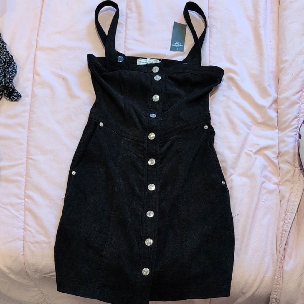 Abercrombie & Fitch Black Mini Dress with Button Detail